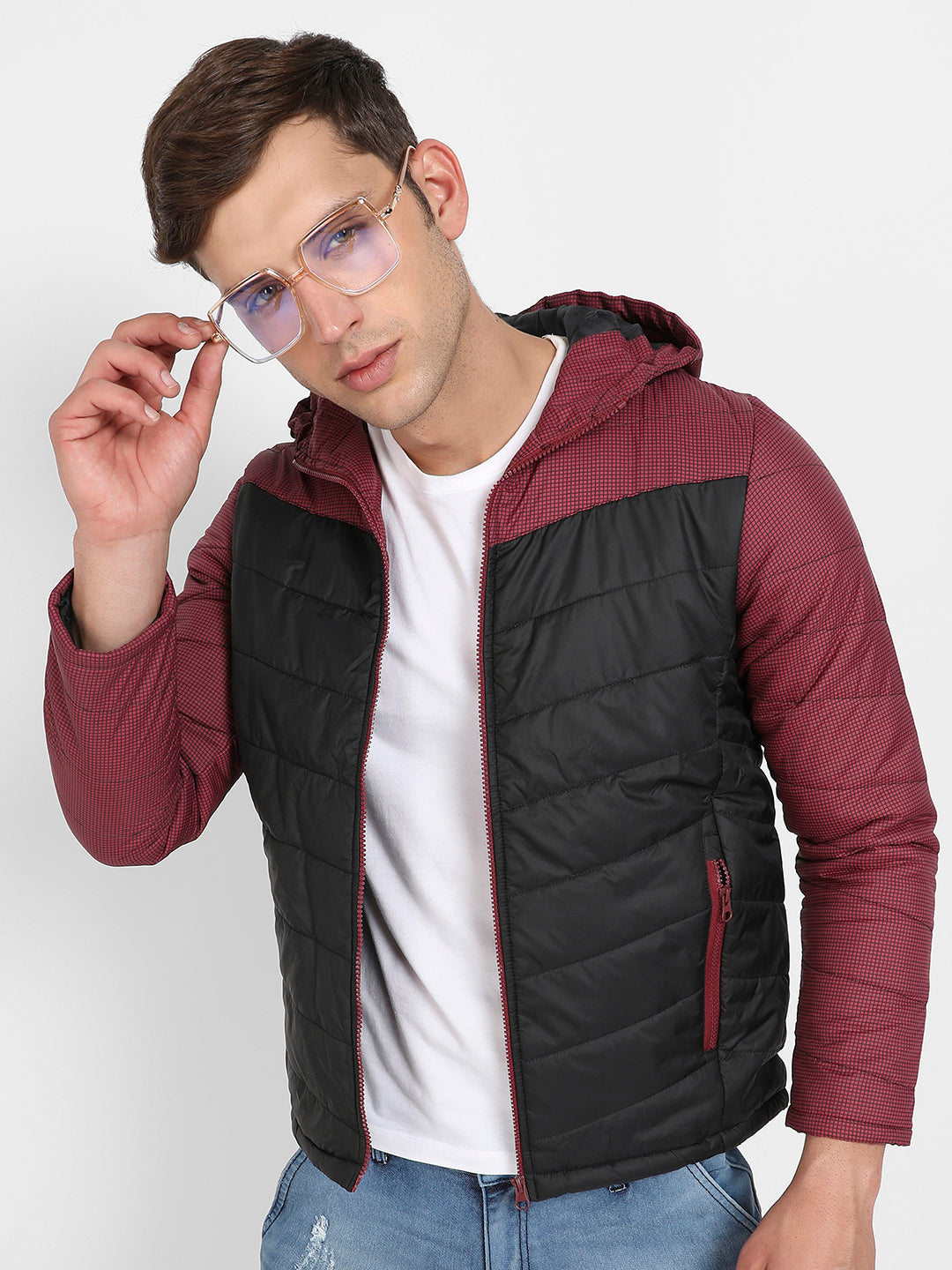 Micro-Checkered Quilted Puffer Jacket