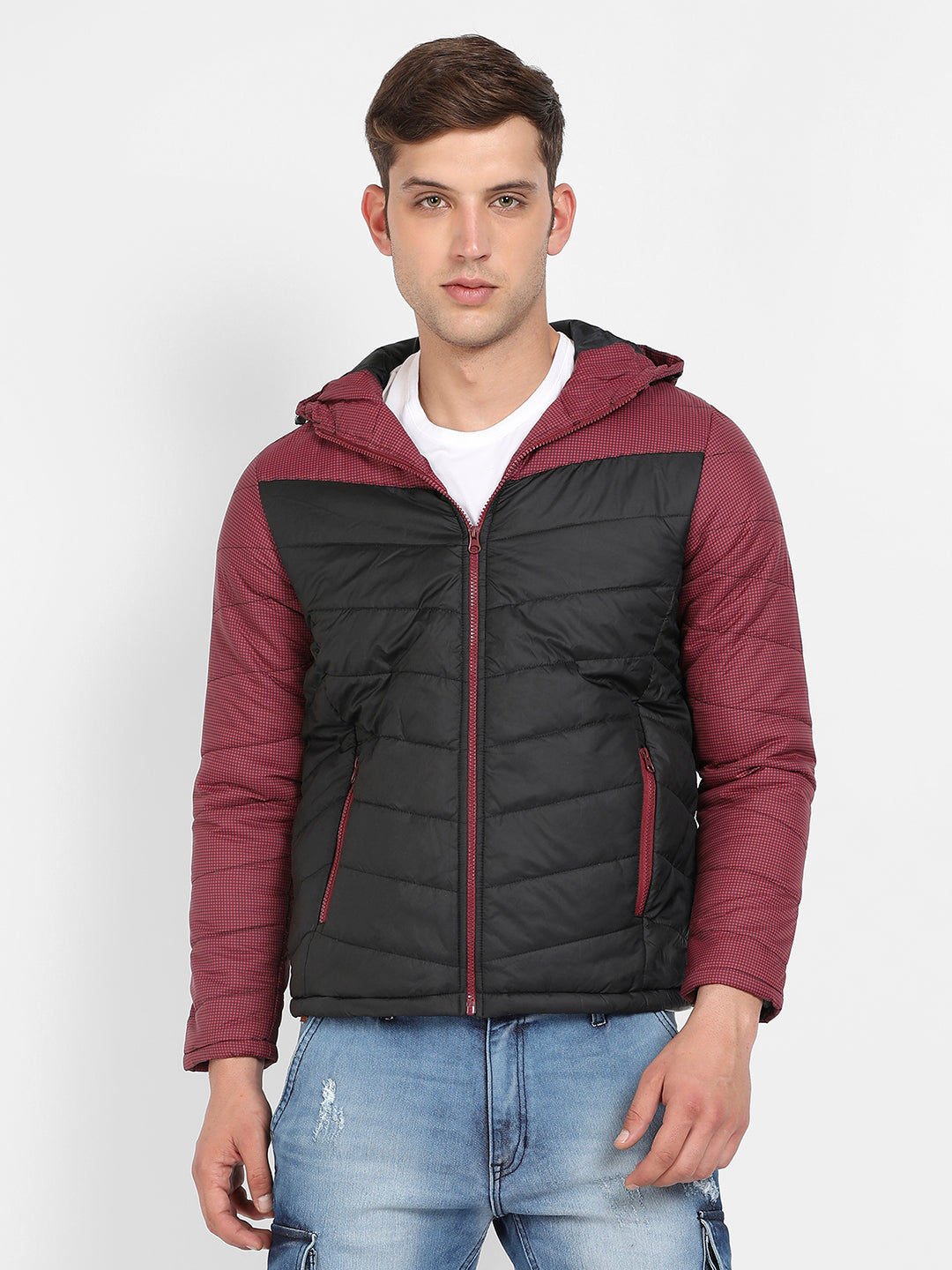 Micro-Checkered Quilted Puffer Jacket