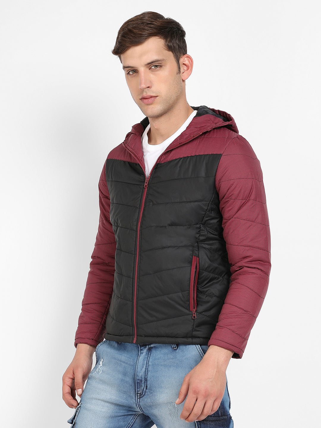 Micro-Checkered Quilted Puffer Jacket