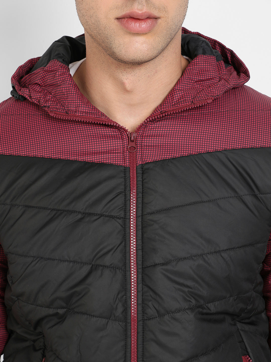 Micro-Checkered Quilted Puffer Jacket