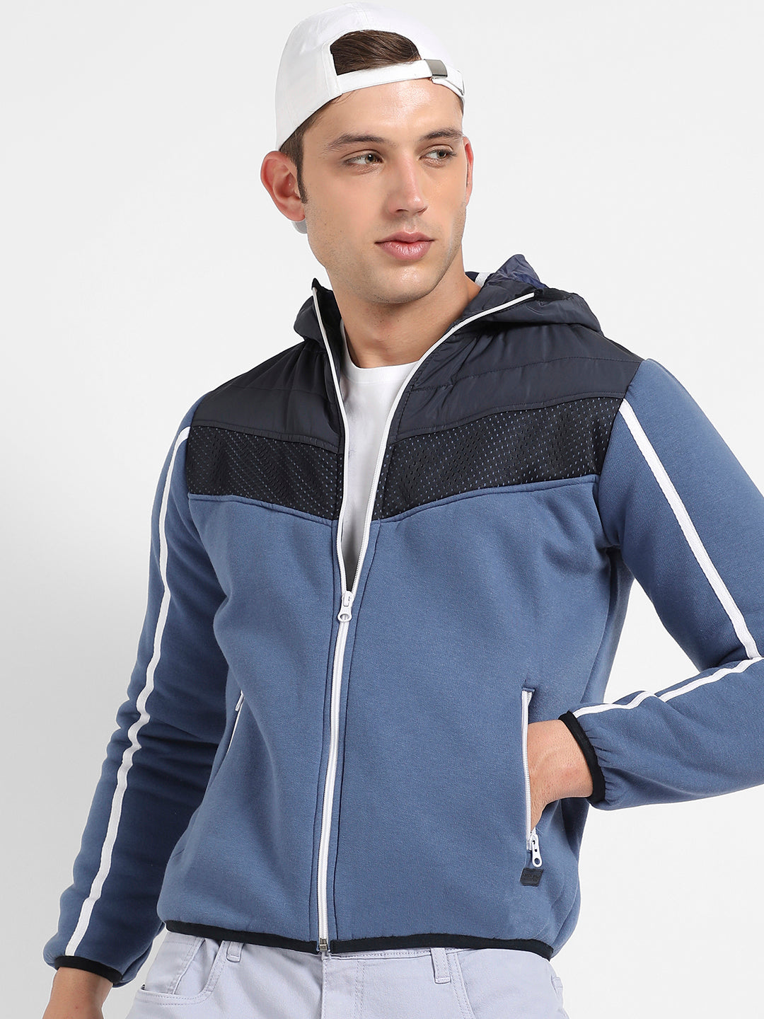 Contrast Panel Puffer Jacket With Insert Pocket