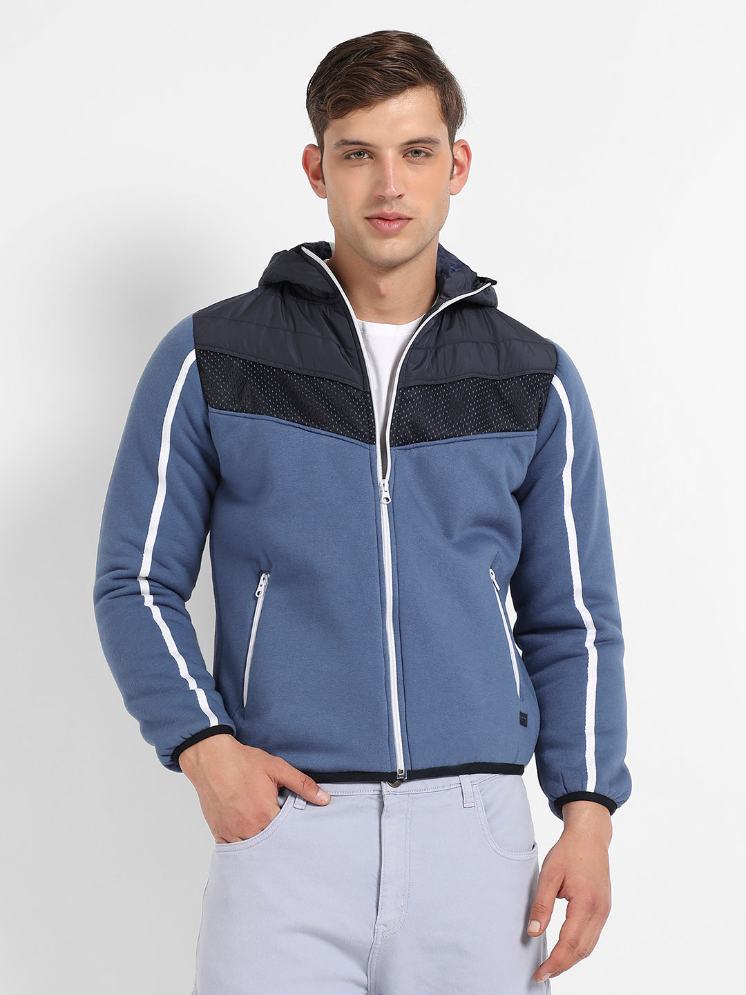 Contrast Panel Puffer Jacket With Insert Pocket
