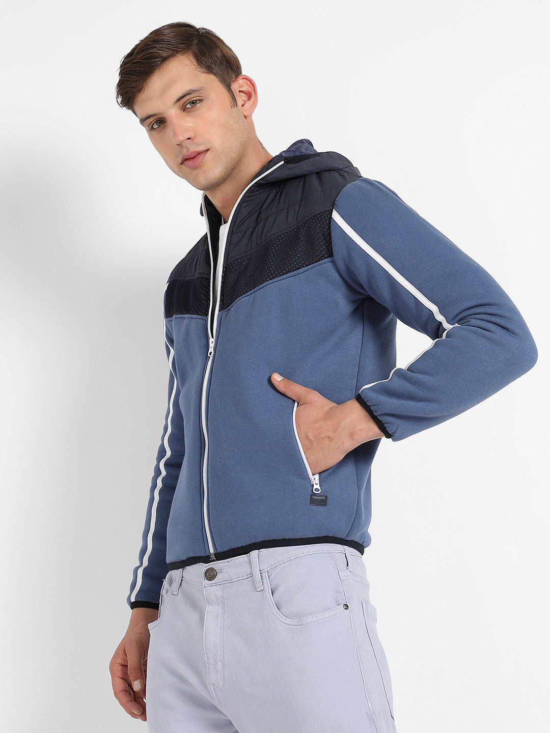 Contrast Panel Puffer Jacket With Insert Pocket