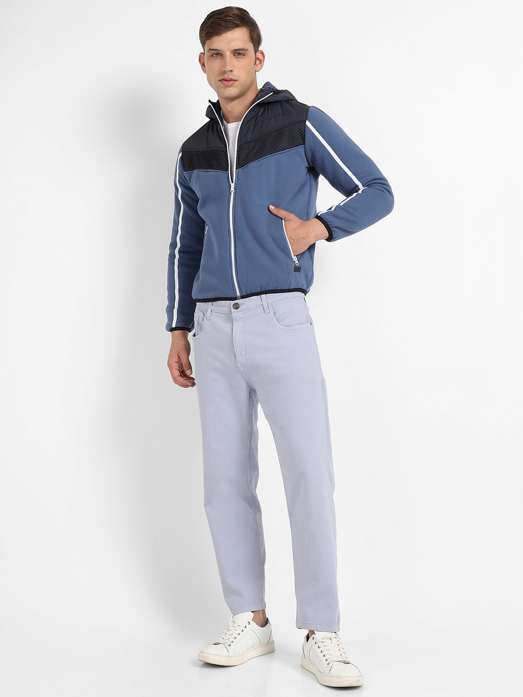 Contrast Panel Puffer Jacket With Insert Pocket