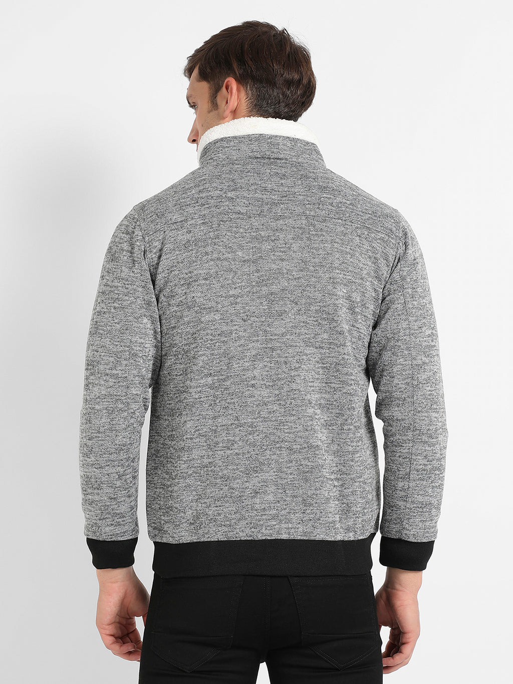 Heathered Jacket With Fleece Detail