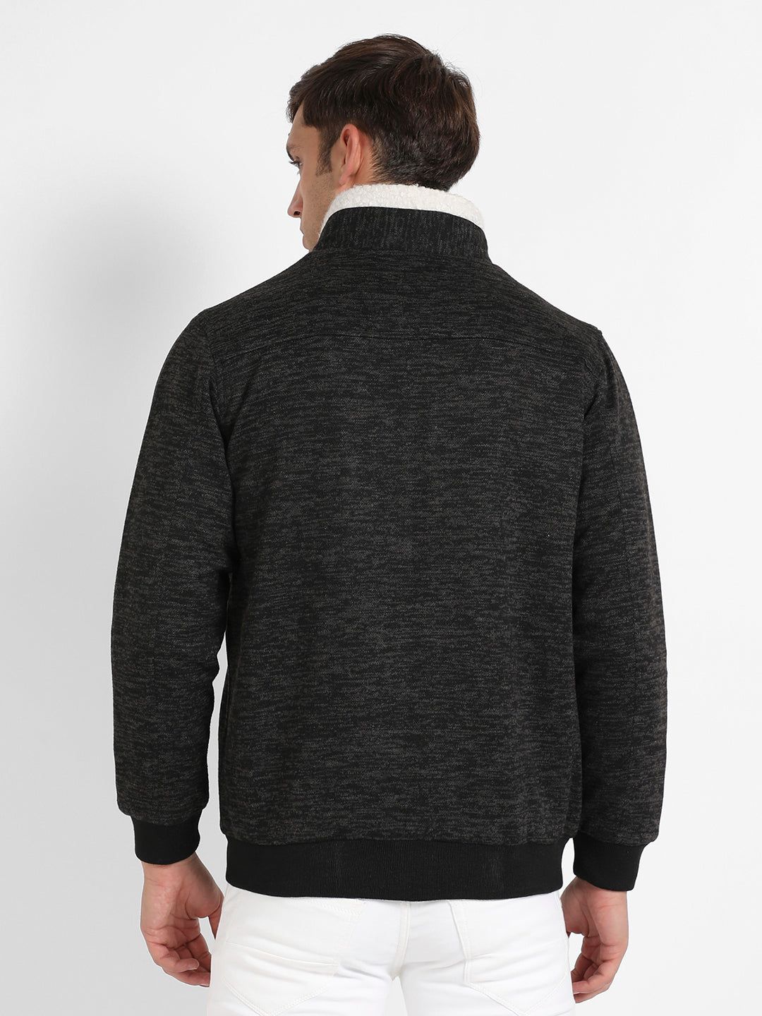 Heathered Jacket With Fleece Detail