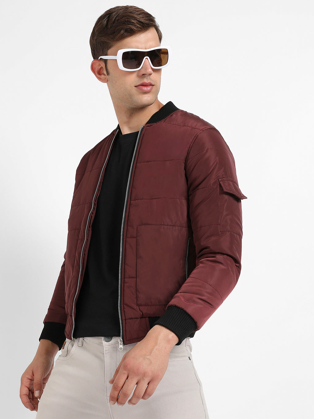 Puffer Jacket With Contrast Hem