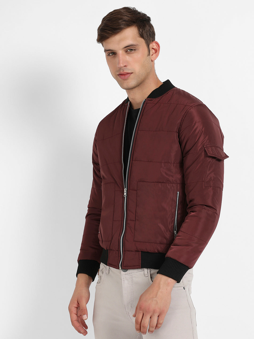 Puffer Jacket With Contrast Hem