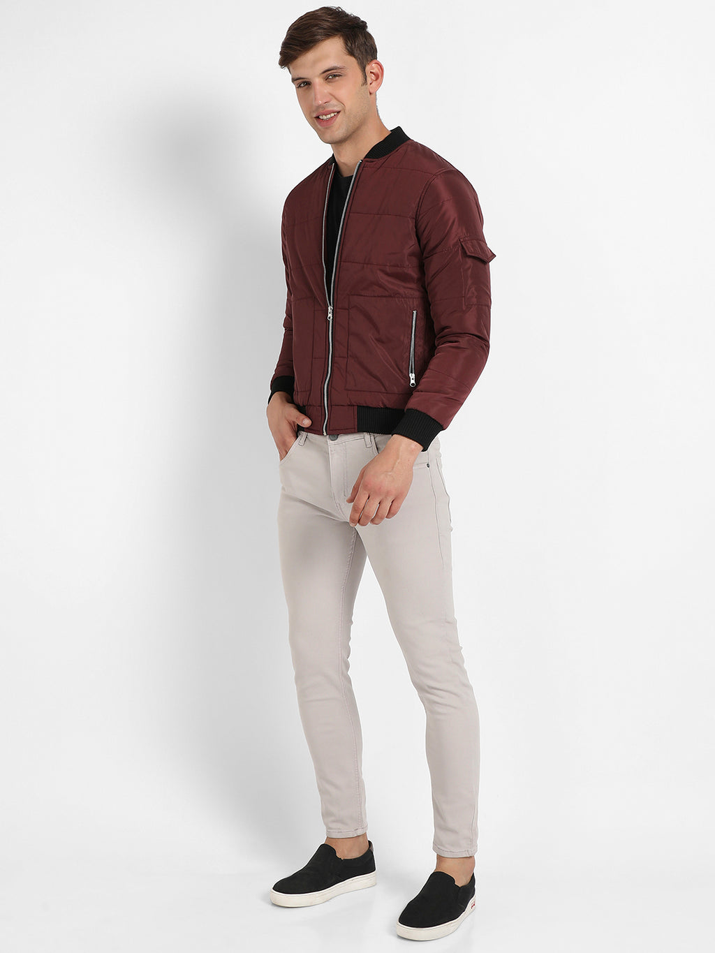 Puffer Jacket With Contrast Hem