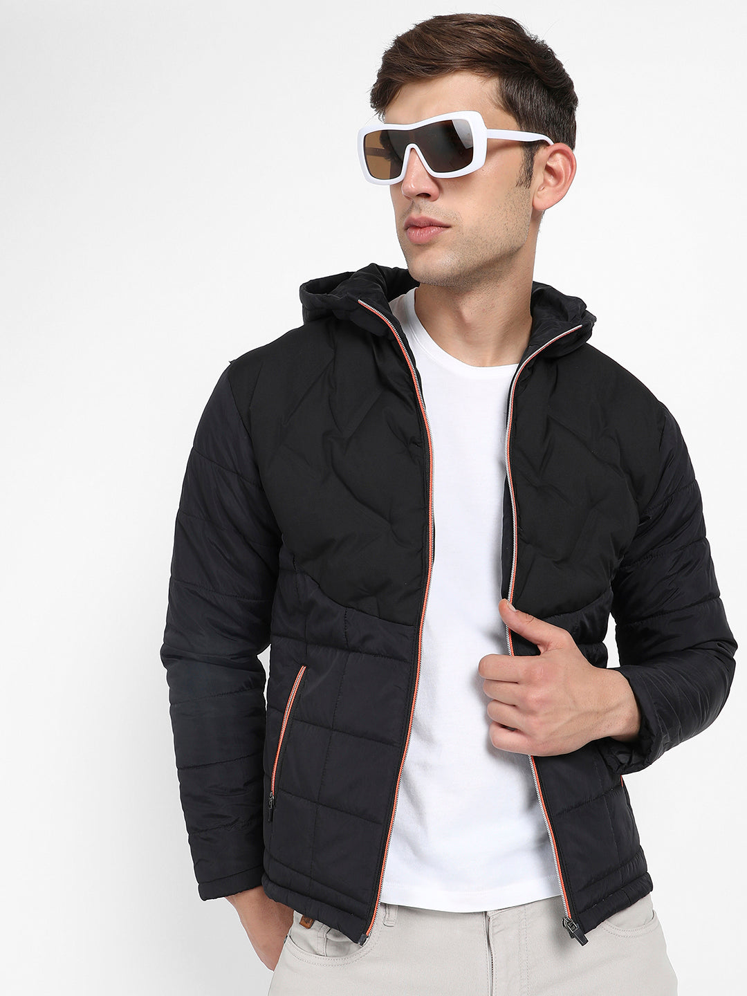 Puffer Jacket With Contrast Zipper