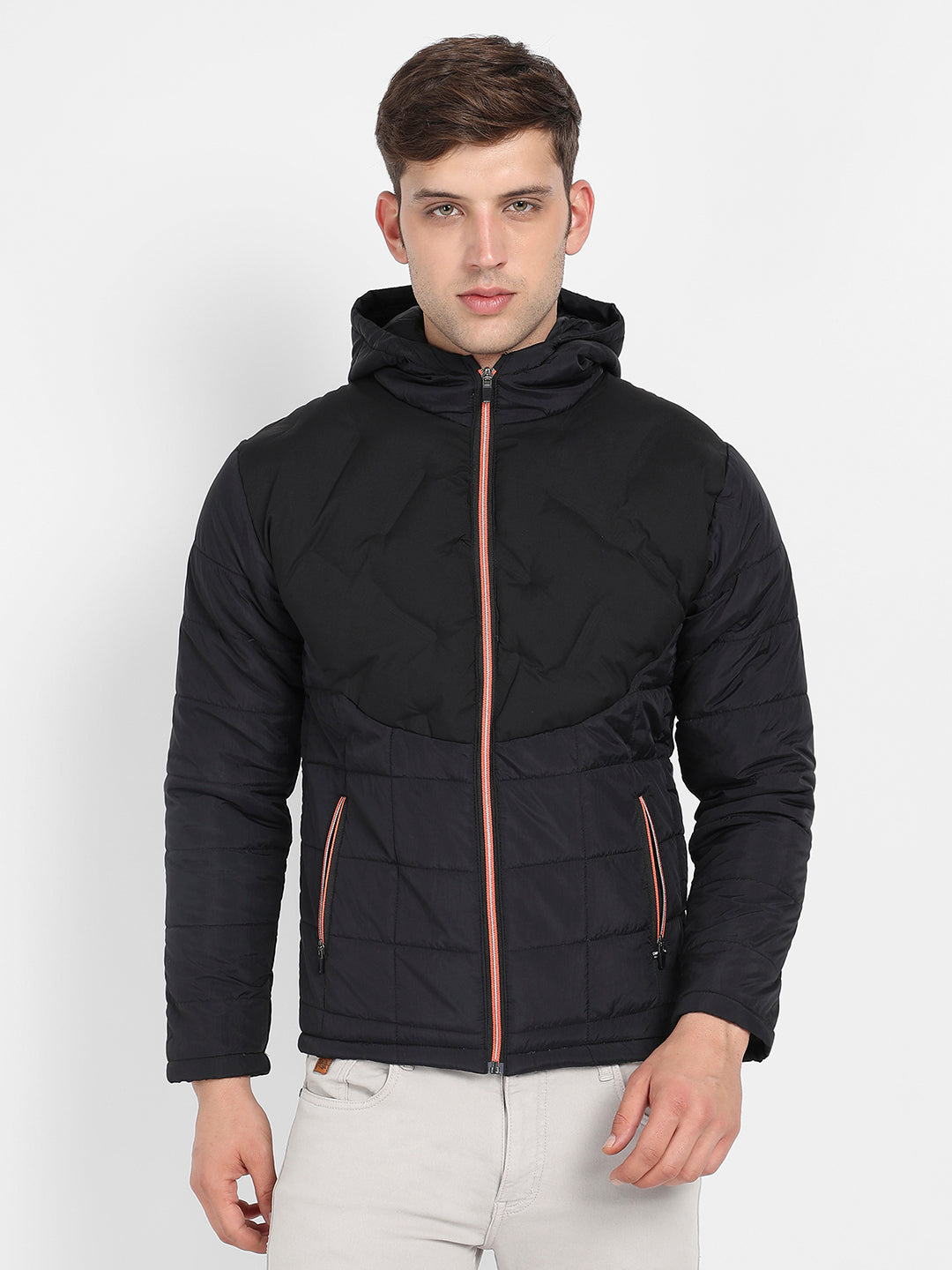 Puffer Jacket With Contrast Zipper