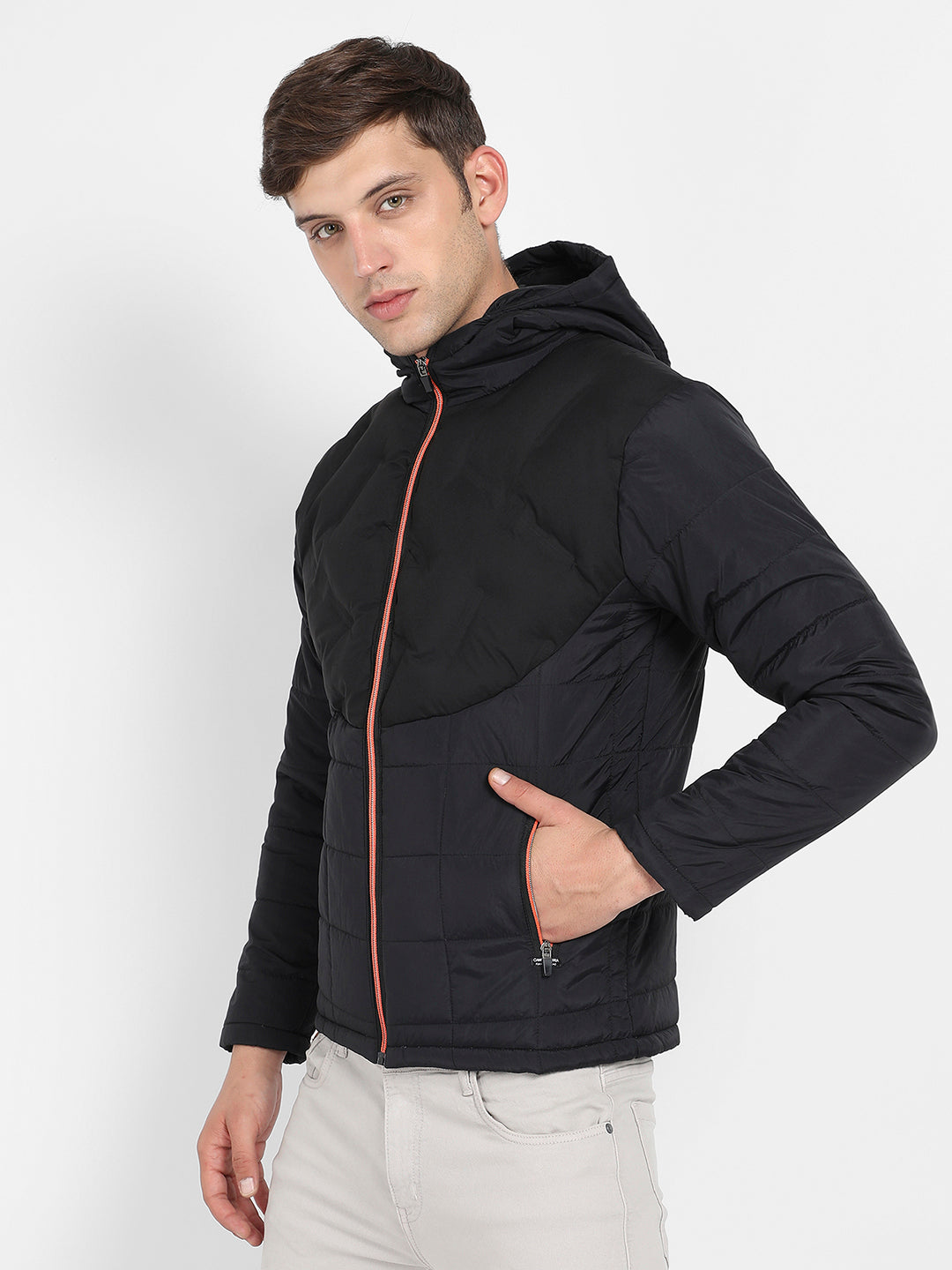 Puffer Jacket With Contrast Zipper