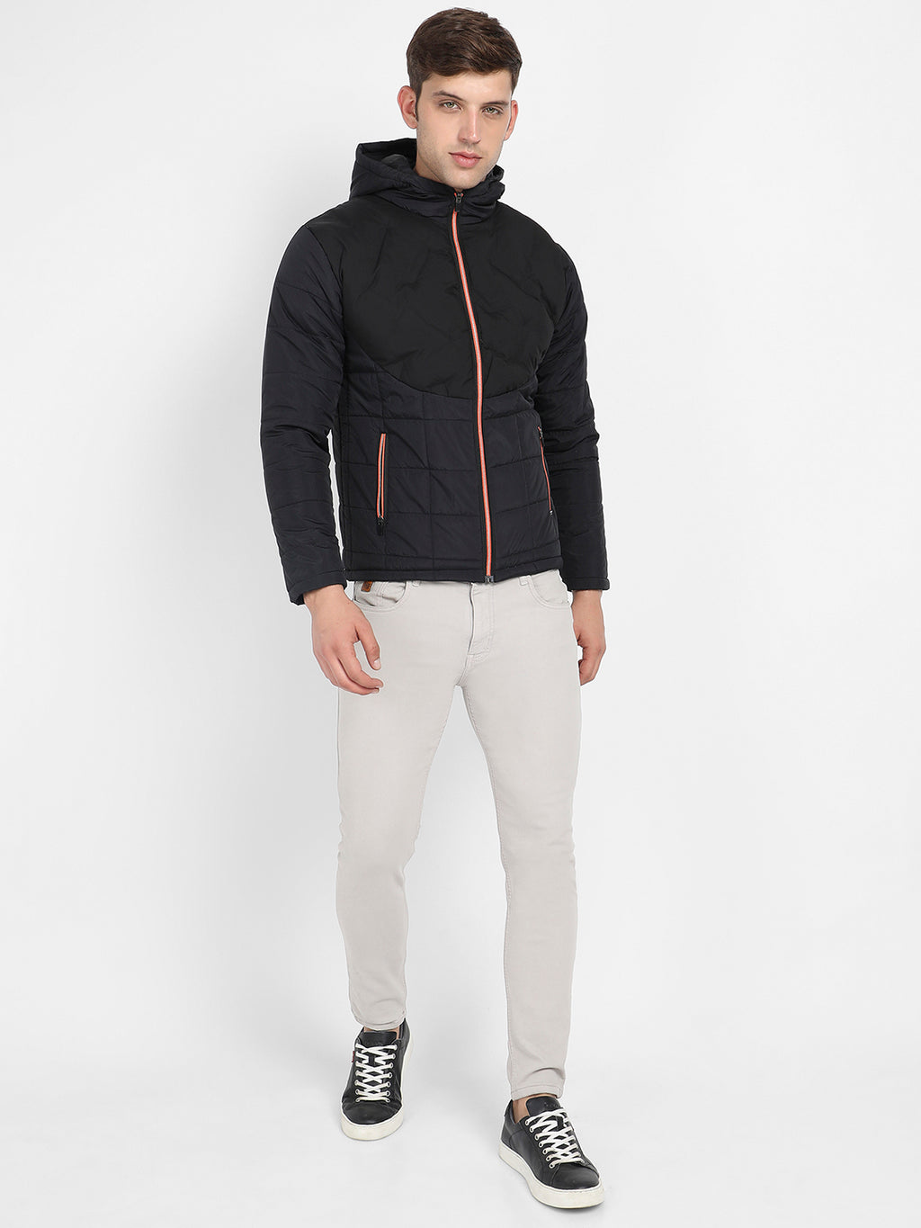 Puffer Jacket With Contrast Zipper