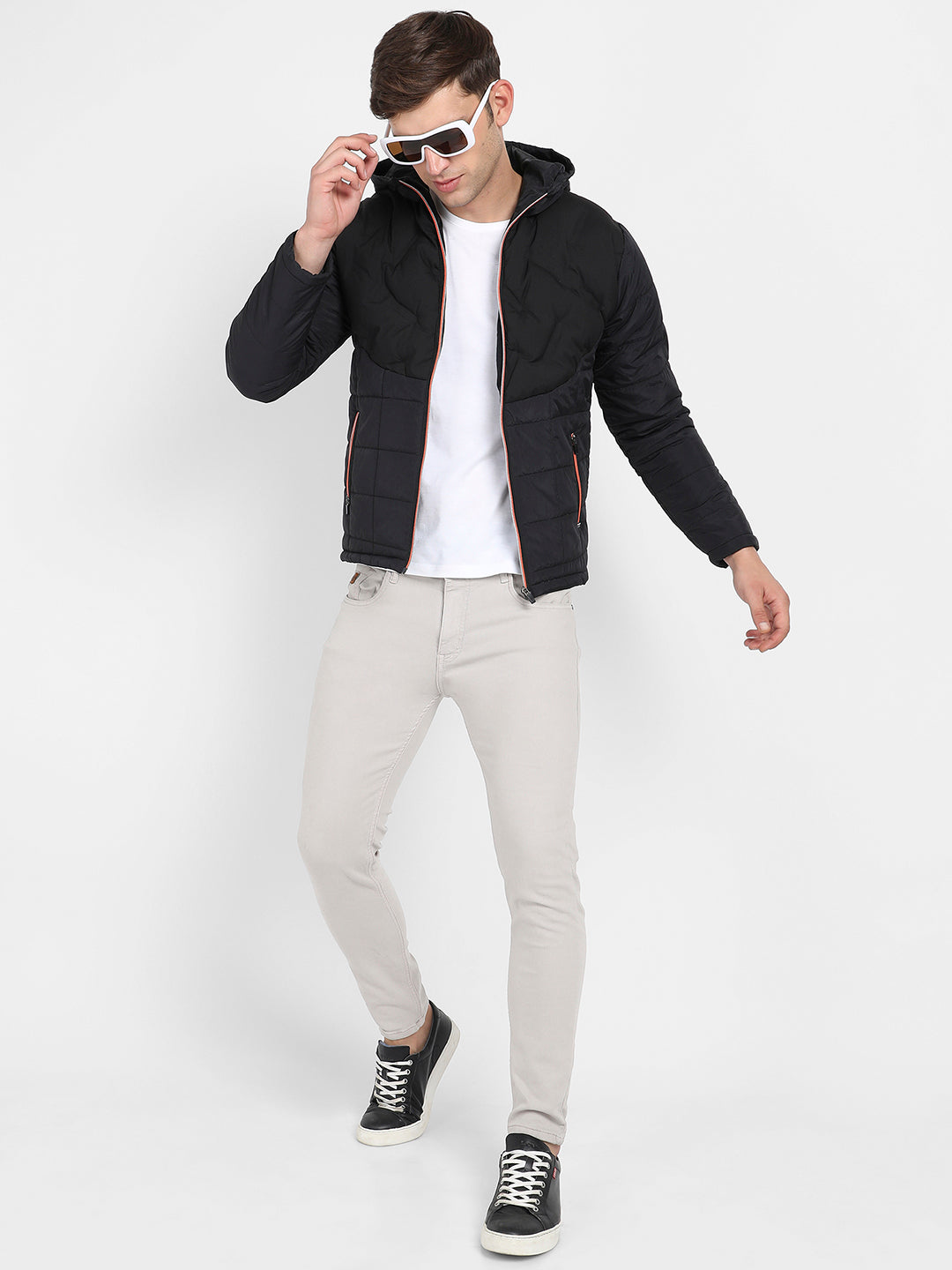 Puffer Jacket With Contrast Zipper