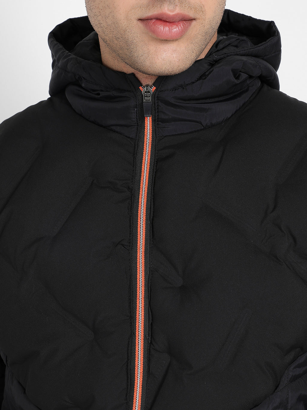 Puffer Jacket With Contrast Zipper