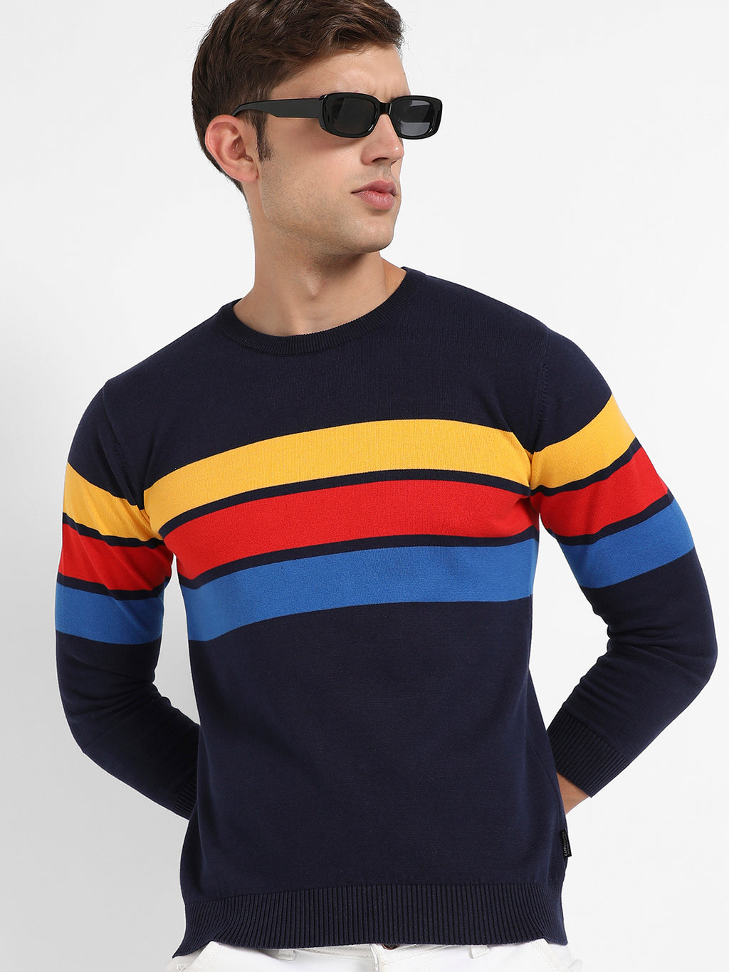 Contrast Panel Pullover Sweater