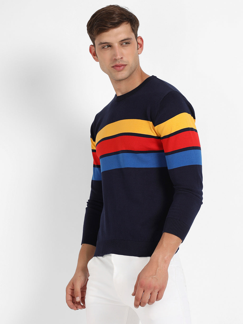Contrast Panel Pullover Sweater