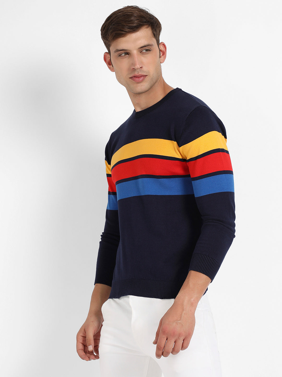 Contrast Panel Pullover Sweater