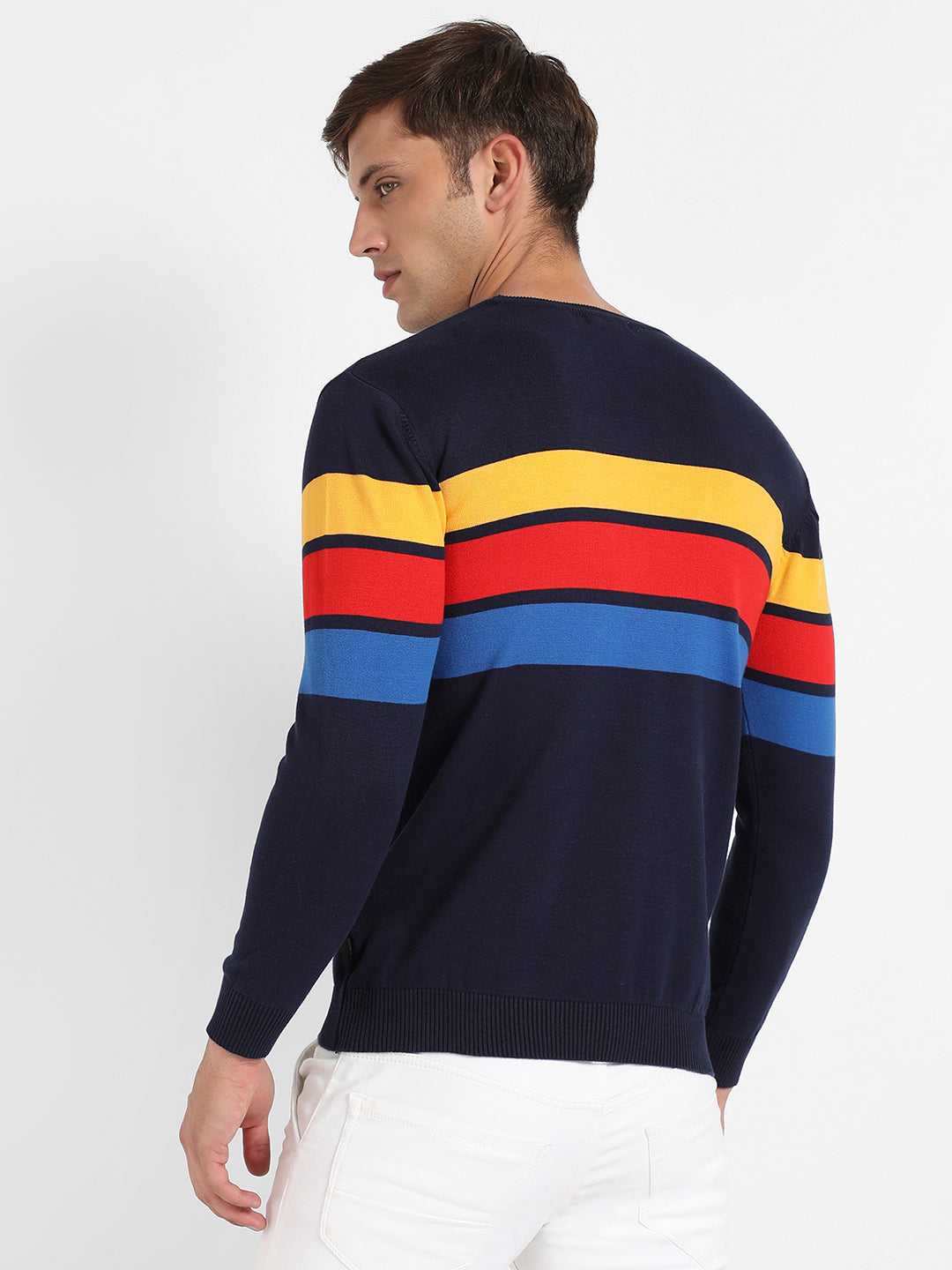 Contrast Panel Pullover Sweater