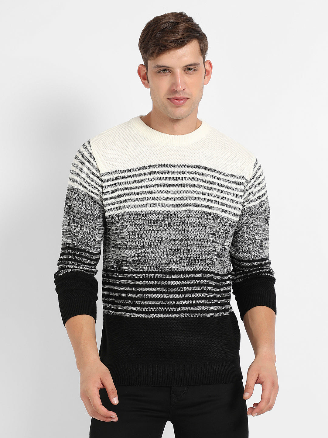 Contrast Horizontal Striped Pullover Sweater