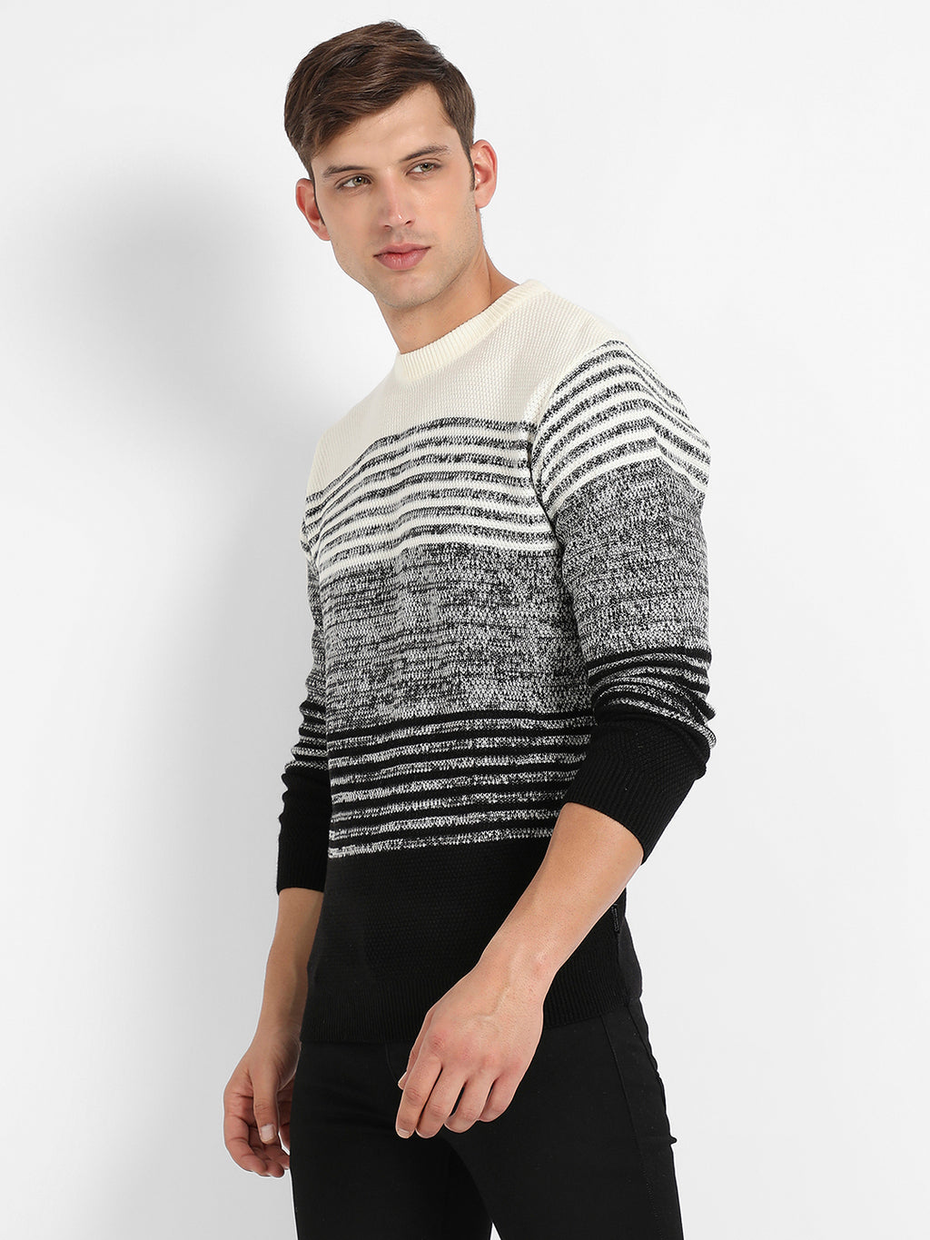 Contrast Horizontal Striped Pullover Sweater