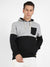 Men's Black & Grey Pullover Hoodie With Patch Pocket