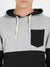 Men's Black & Grey Pullover Hoodie With Patch Pocket