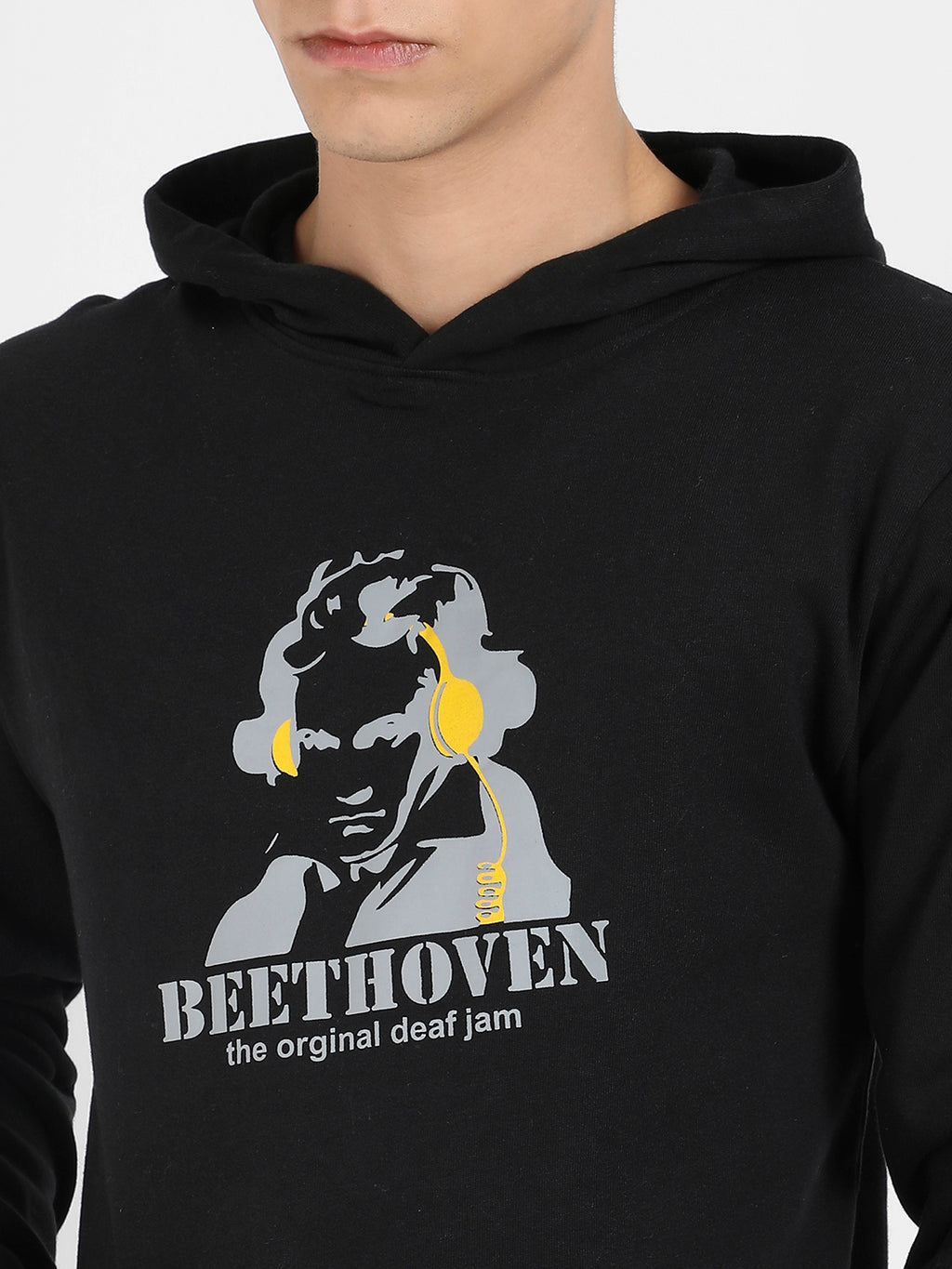Men's Black Beethovan Hoodie With Kangaroo Pocket