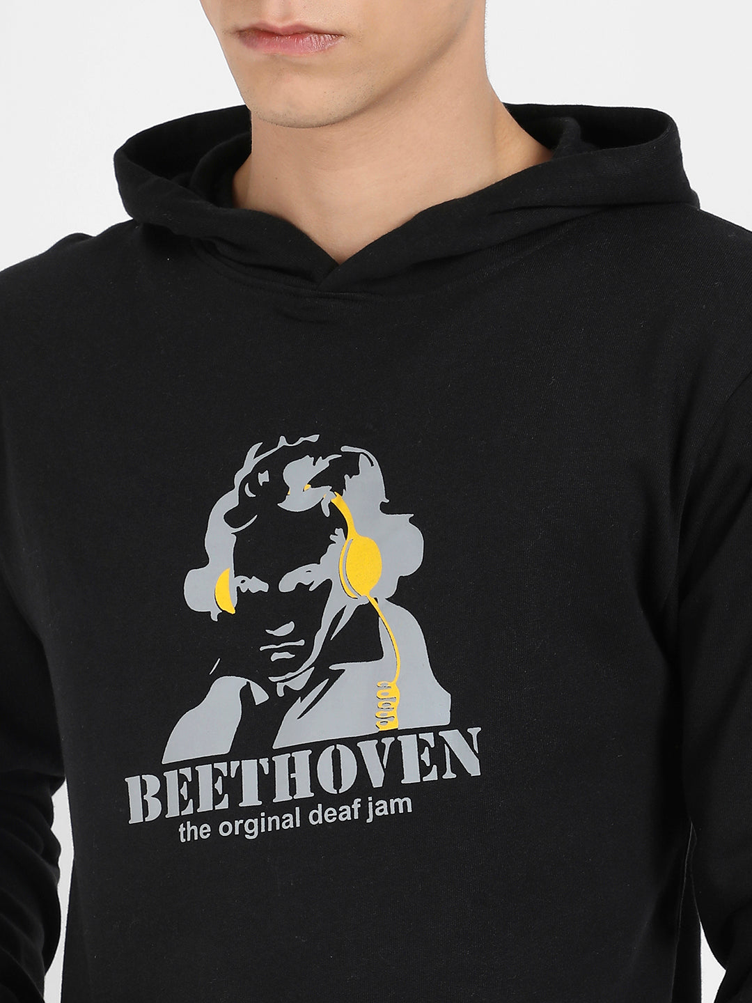 Men's Black Beethovan Hoodie With Kangaroo Pocket