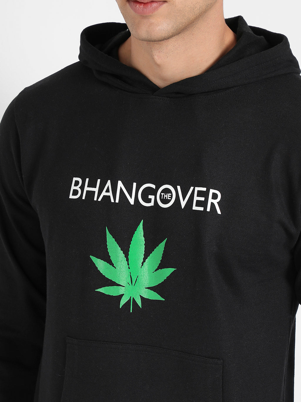Men's Black Bhangover Hoodie With Kangaroo Pocket