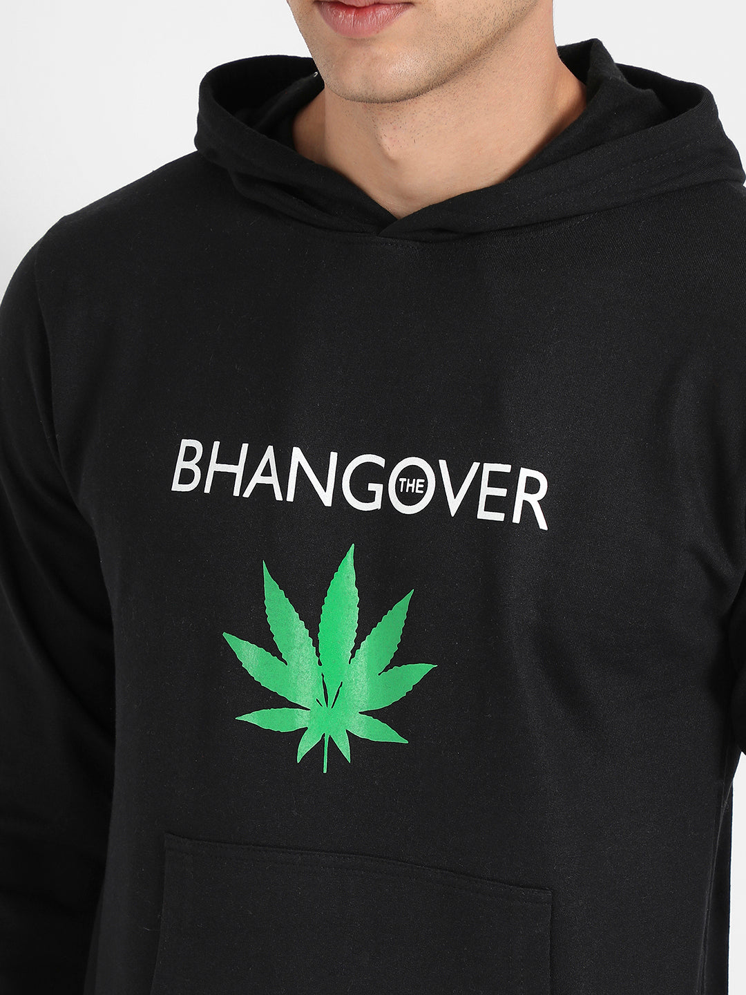 Men's Black Bhangover Hoodie With Kangaroo Pocket