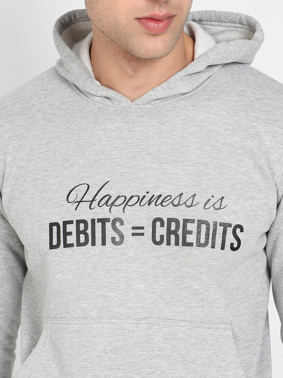 Men's Light Grey Happiness Is Hoodie With Kangaroo Pocket