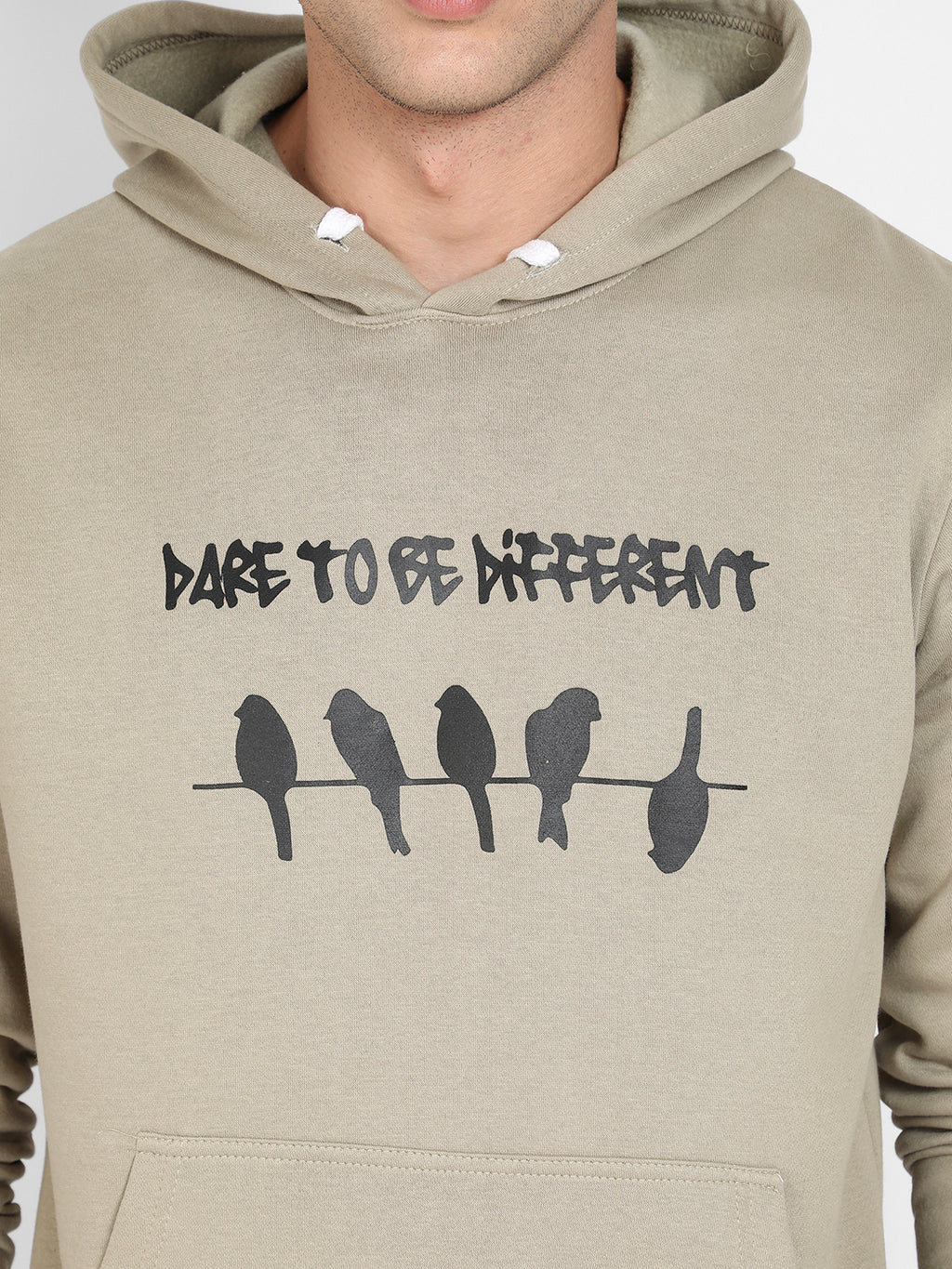 Men's Olive Green Dare To Be Different Hoodie With Kangaroo Pocket