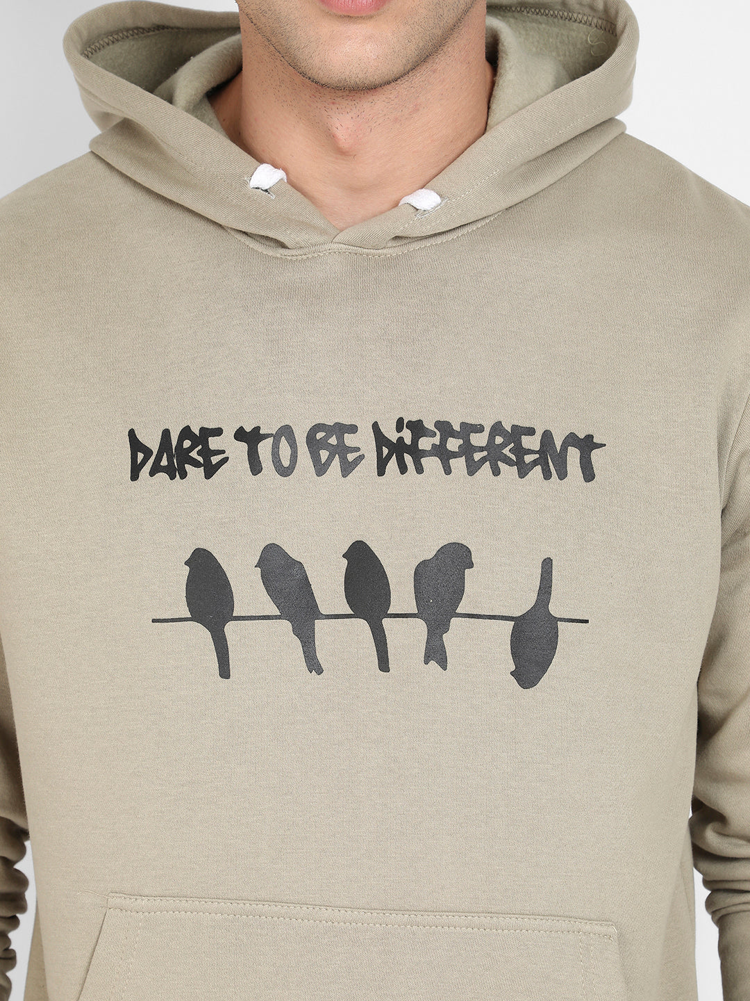 Men's Olive Green Dare To Be Different Hoodie With Kangaroo Pocket