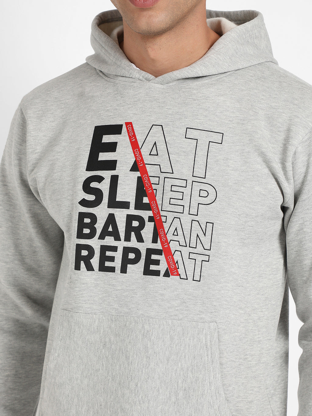 Men's Light Grey Eat Sleep Bartan Repeat Hoodie