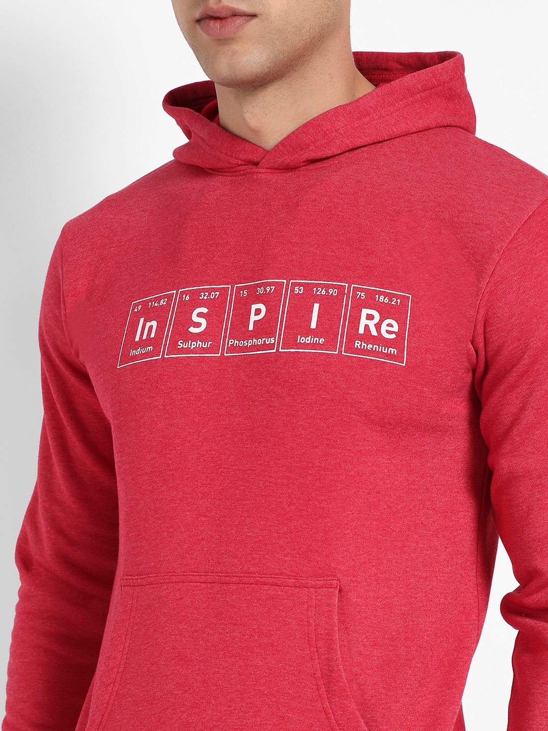 Men's Red Inspire Hoodie With Kangaroo Pocket