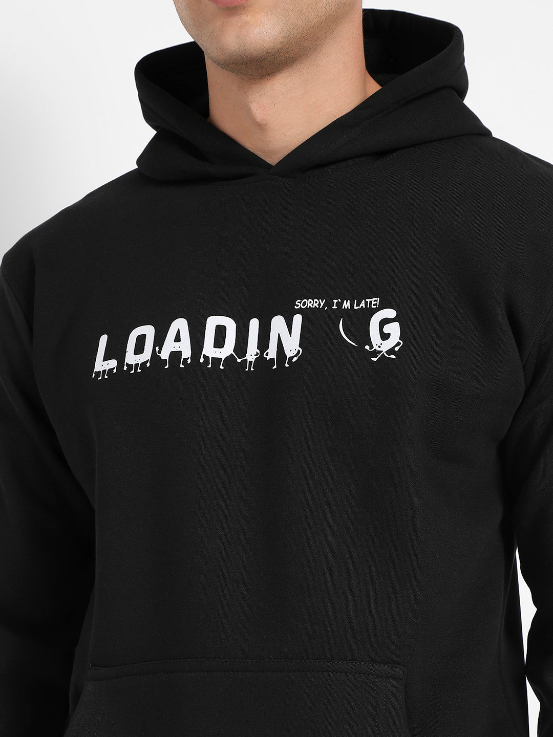 Men's Black Loading Hoodie With Kangaroo Pocket