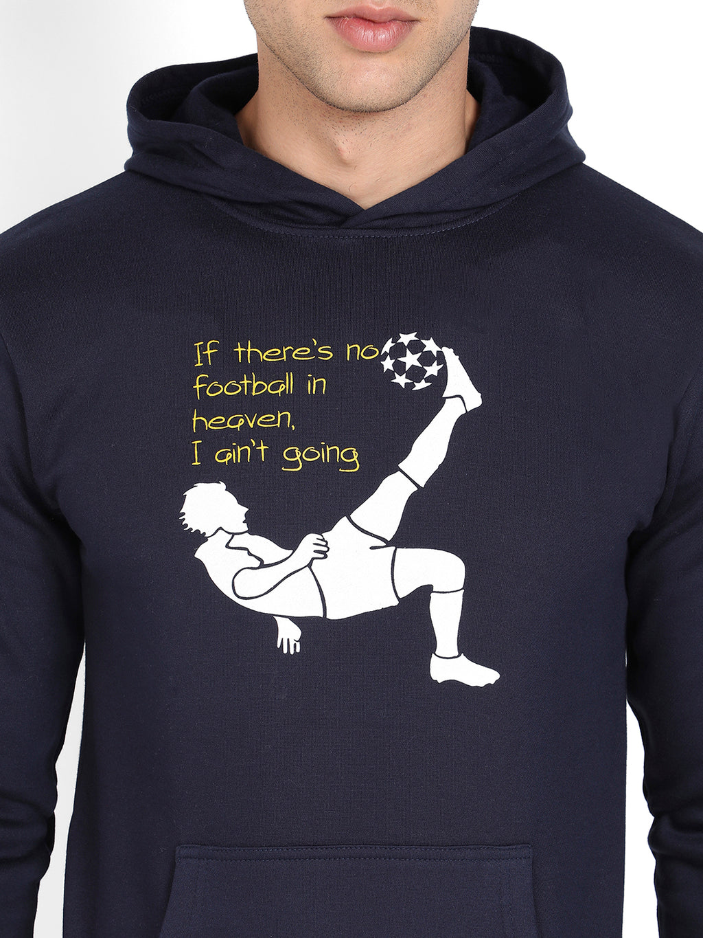 Men's Navy Blue Football Hoodie With Kangaroo Pocket