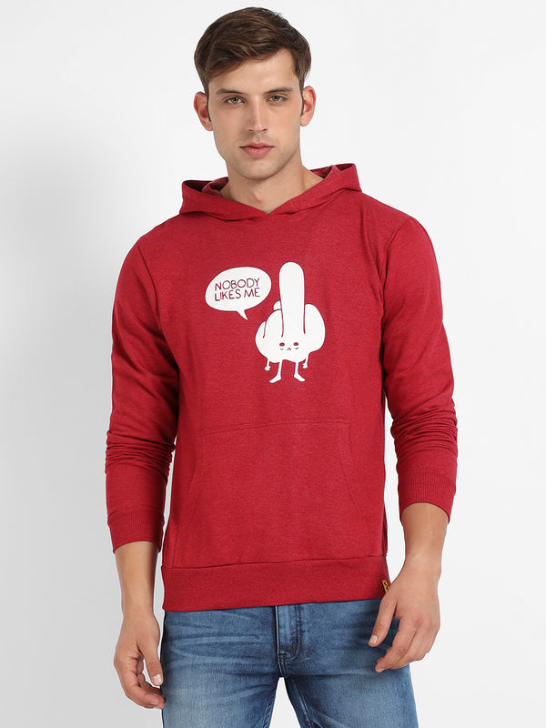 Maroon Nobody Likes Me Hoodie With Kangaroo Pockets