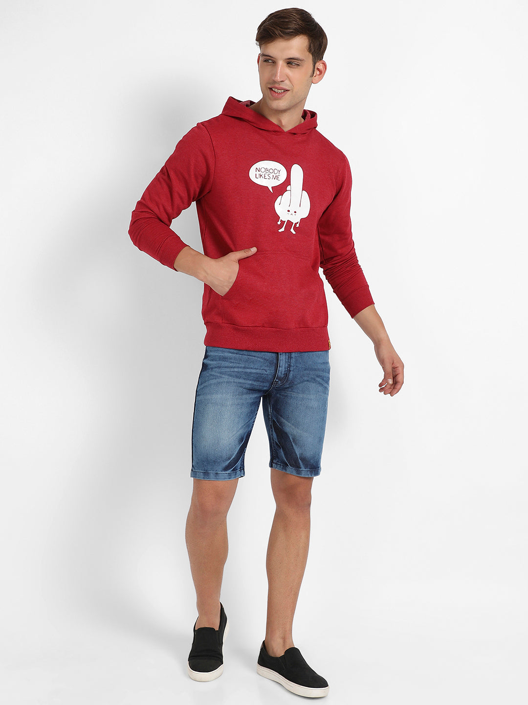 Maroon Nobody Likes Me Hoodie With Kangaroo Pockets