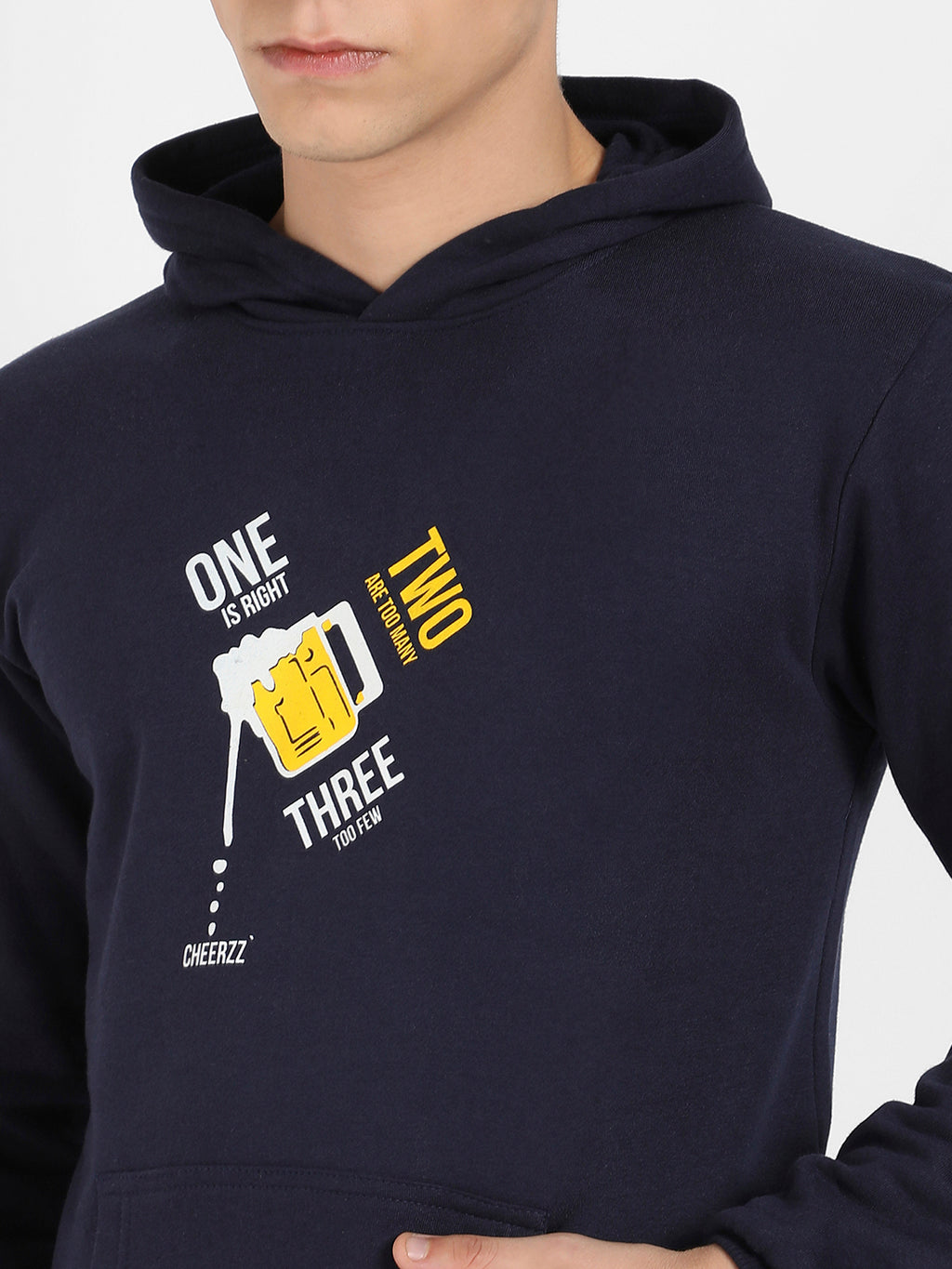 Men's Navy Blue Pour Beer Hoodie With Kangaroo Pocket