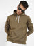 Men's Olive Green Pullover Hoodie With Contrast Drawstring