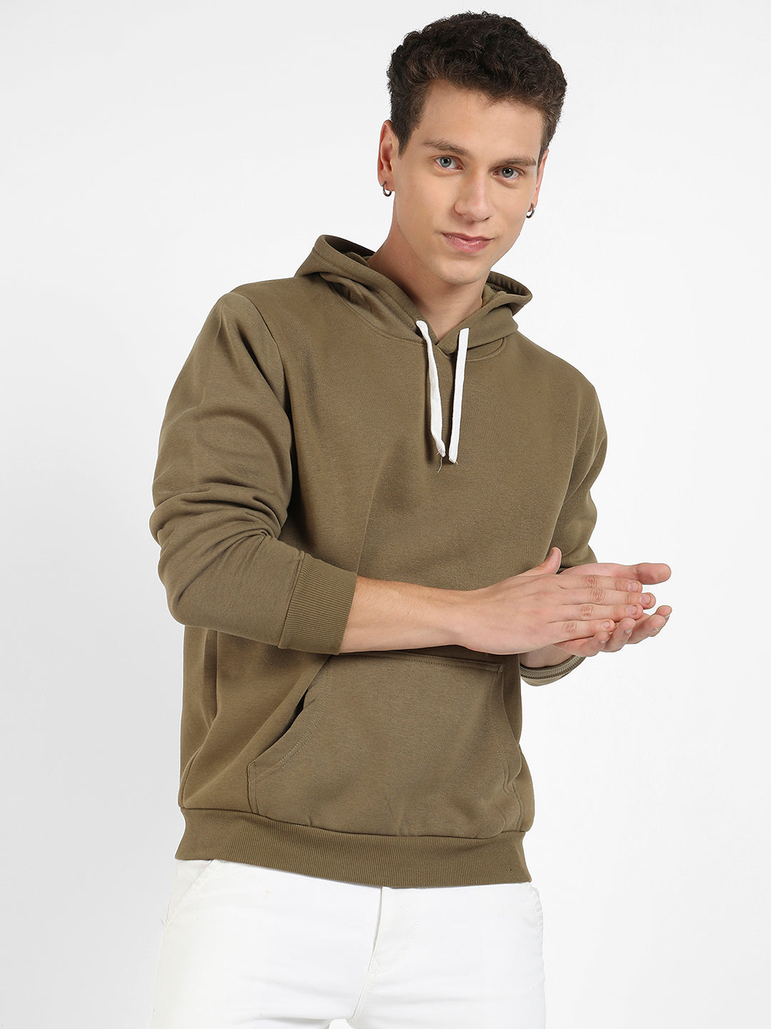 Pullover Hoodie With Contrast Drawstring