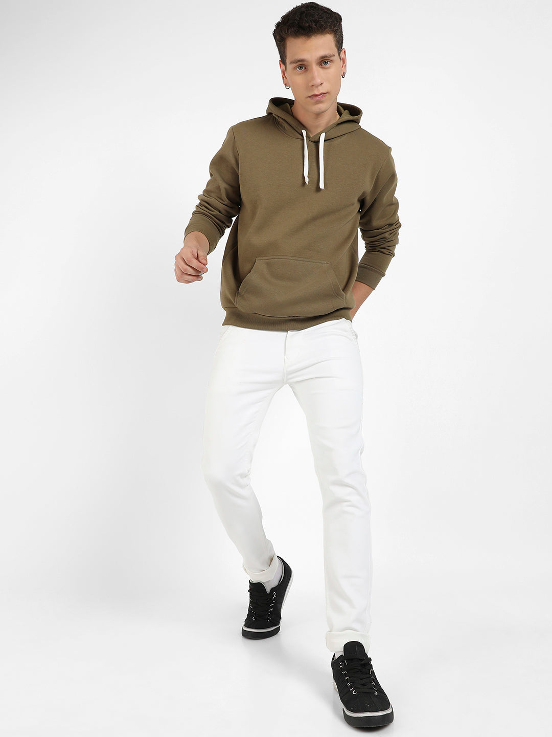 Pullover Hoodie With Contrast Drawstring