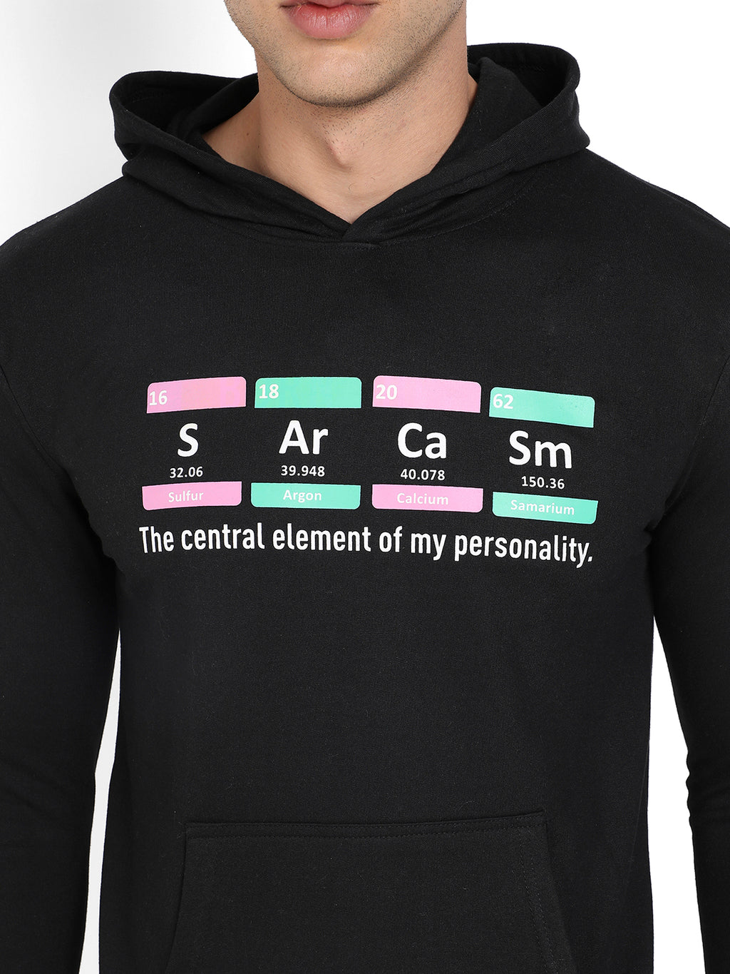Men's Black Sarcasm Hoodie With Kangaroo Pocket