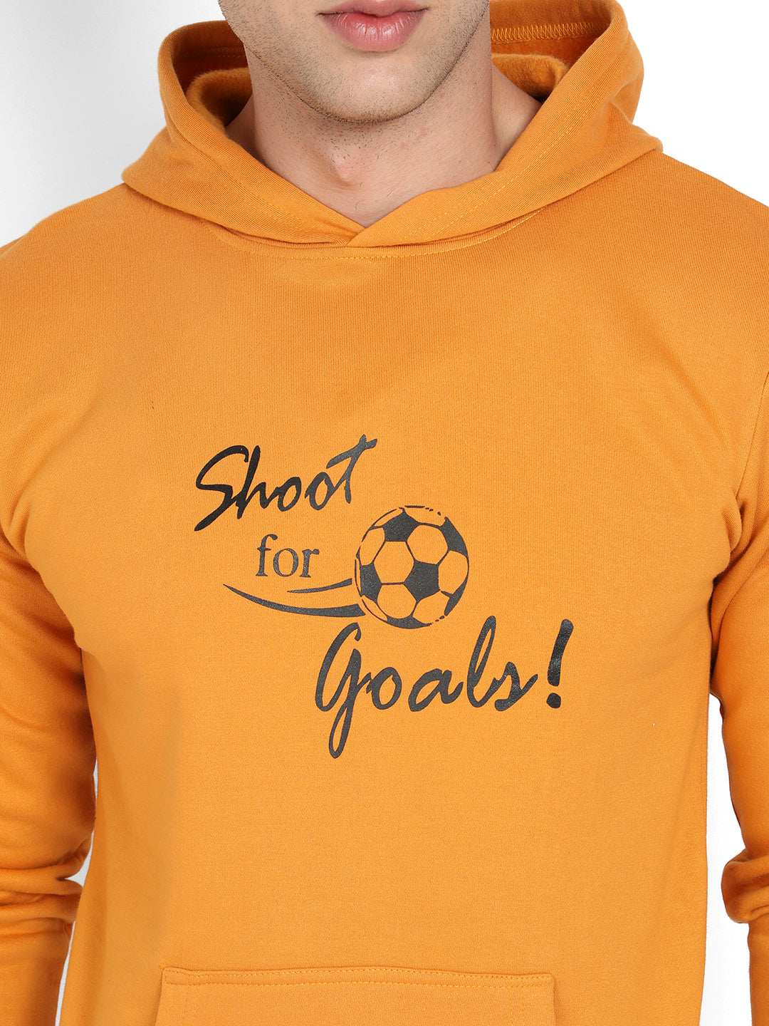 Men's Mustard Yellow Shoot For Goals Hoodie With Kangaroo Pocket