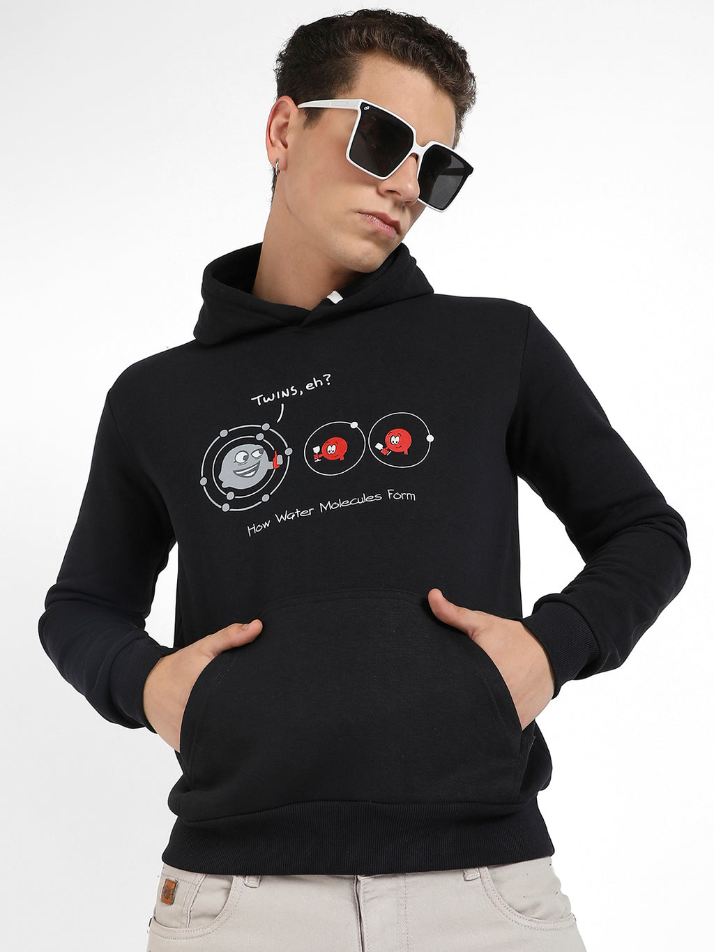 Water Molecules Hoodie With Kangaroo Pocket