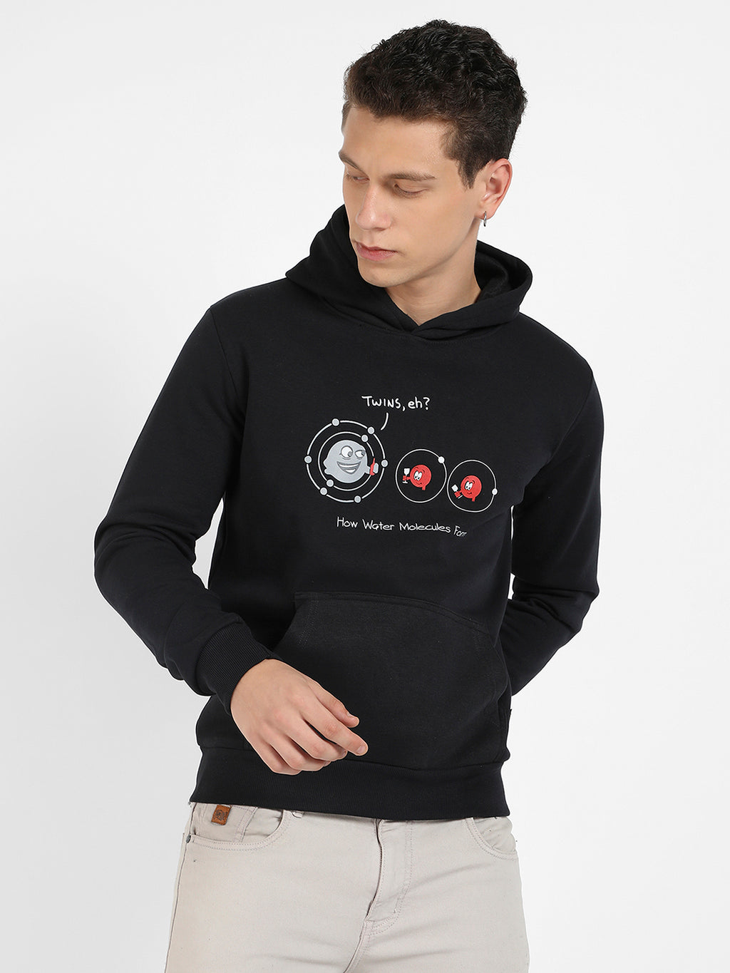 Water Molecules Hoodie With Kangaroo Pocket