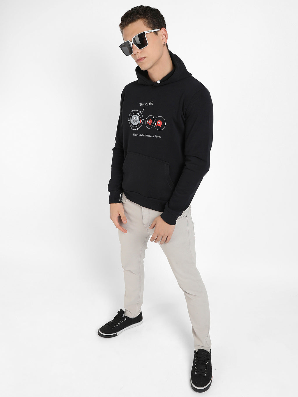 Water Molecules Hoodie With Kangaroo Pocket