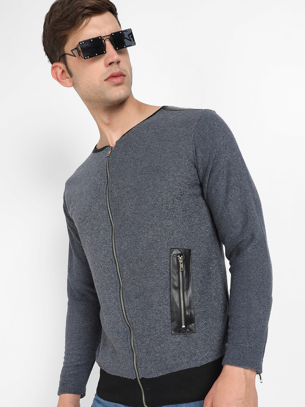 Zip-Front Heathered Jacket